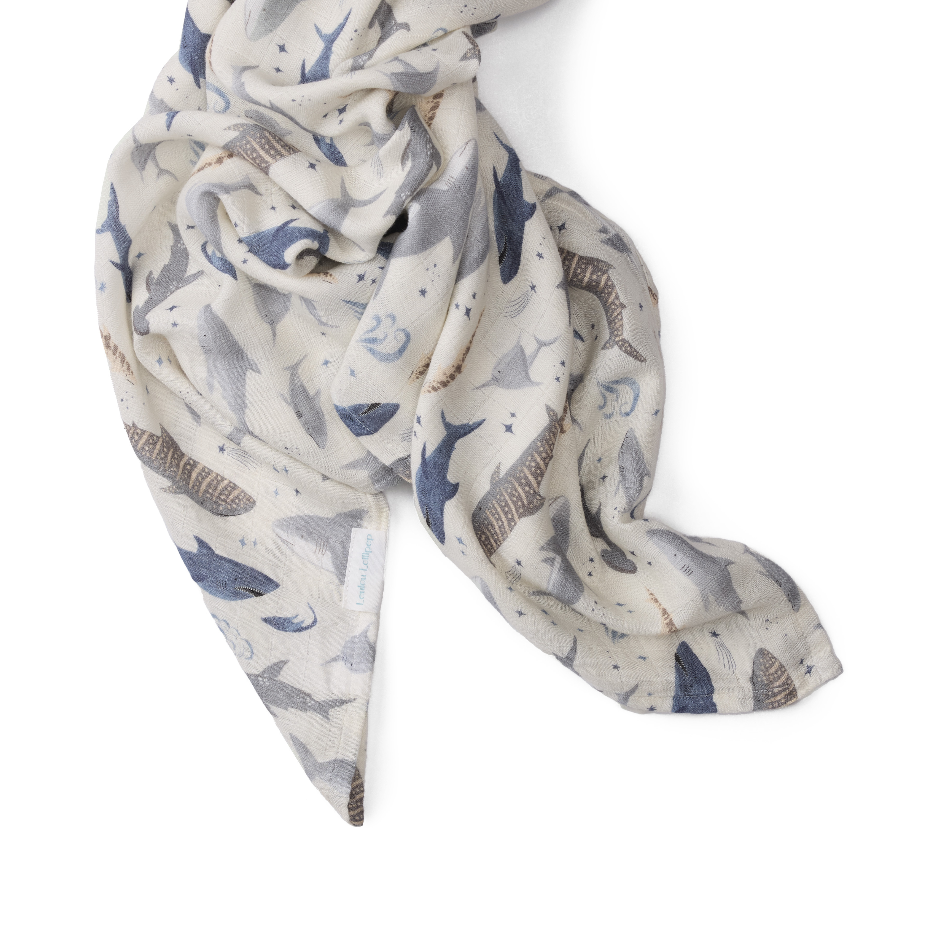 LouLou Lollipop Muslin Swaddle - Sharks