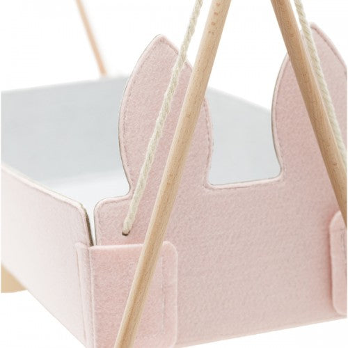 Skrallan Wooden and Felt Rabbit-Ears Rocking Cradle image 3
