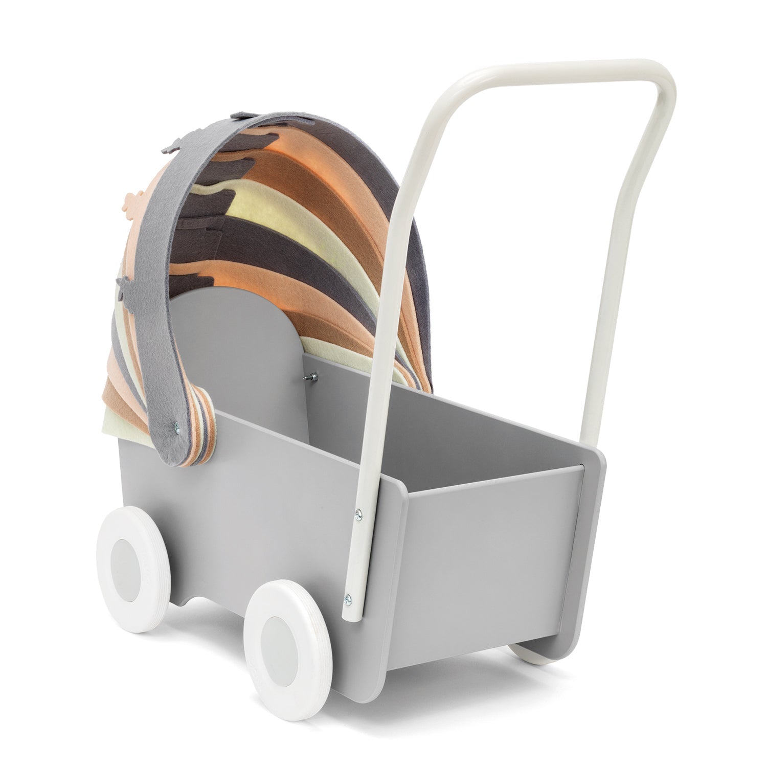 Skrållan Wooden Pram with Felt Concertina Hood image 2