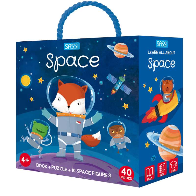 Sassi 3D Puzzle and Book Set - Space, 40 pcs