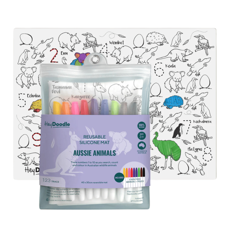 HeyDoodle - Classic Colouring & Doodle Mat - Aussie Animals