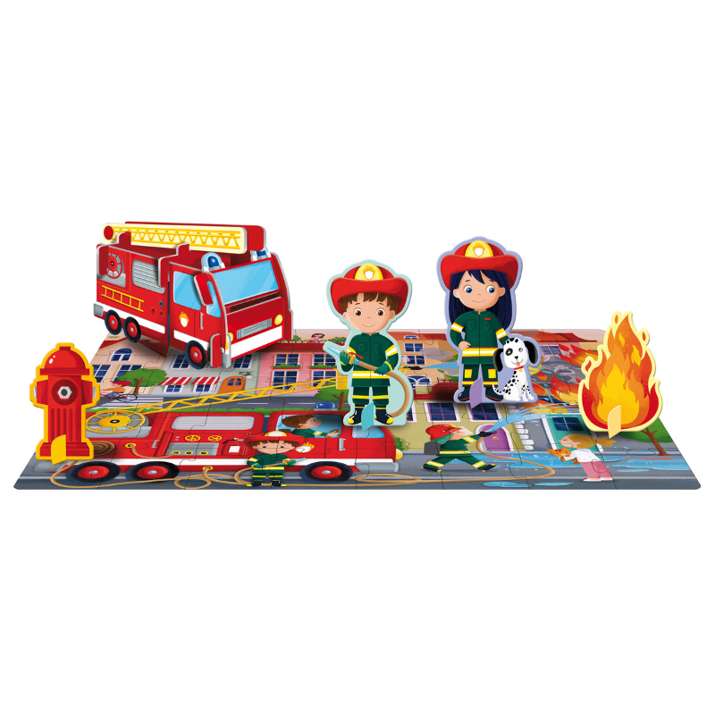 Sassi 3D Puzzle and Book Set - Learn Shapes Firefighters , 40 pcs image 2