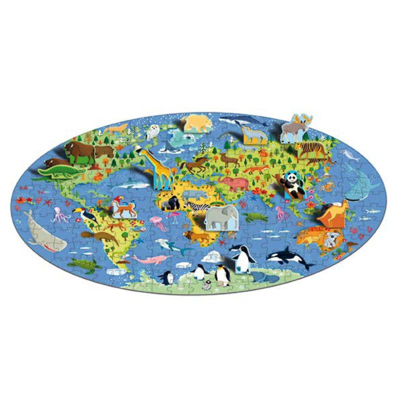 Sassi Travel, Learn and Explore - Book and 3D Puzzle Set - World of Animals, 200 pcs image 2
