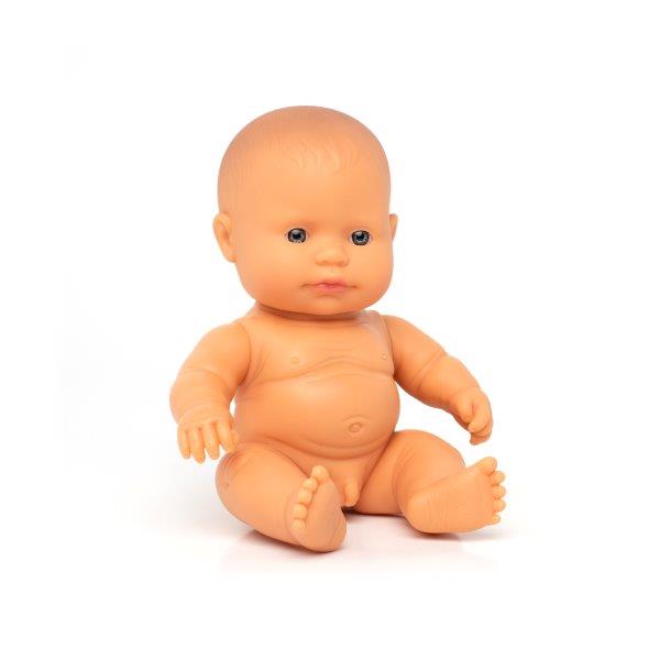 Miniland Doll - Anatomically Correct Naked Baby Caucasian Boy, 21 cm