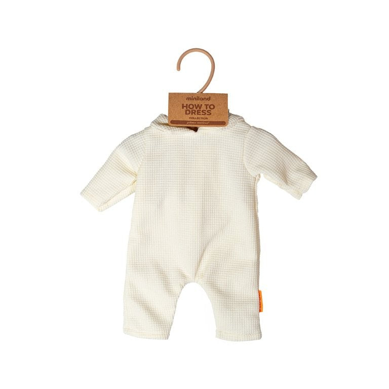 Miniland Doll Clothing - Onesie, Cream, 38 cm