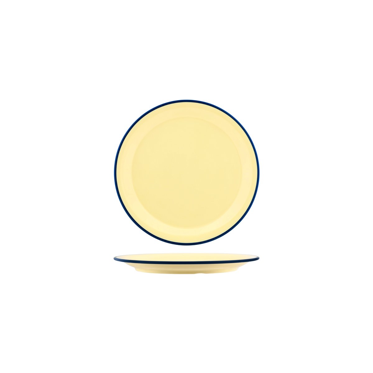 JAB Melamine Vintage Yellow / Blue Rim Round Plate 190mm