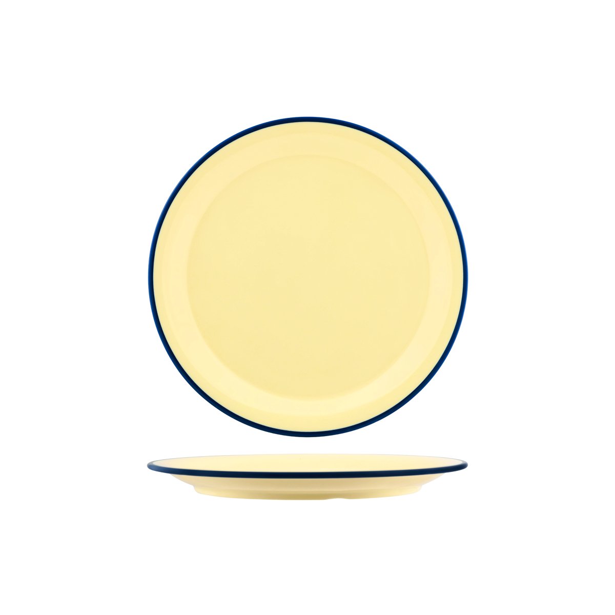 JAB Melamine Vintage Yellow / Blue Rim Round Plate 255mm
