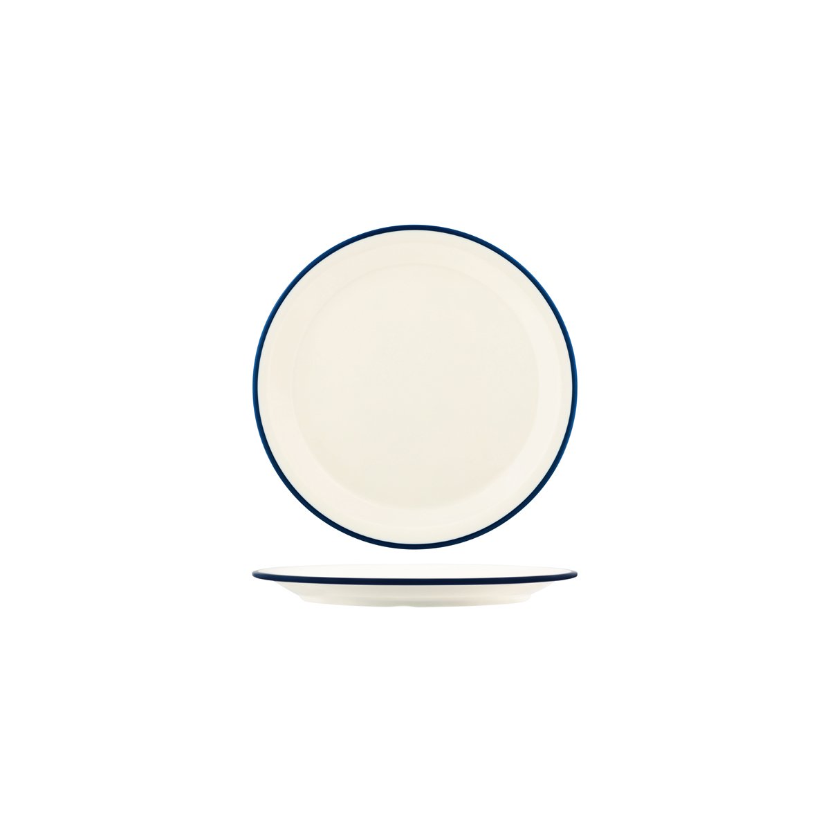 JAB Melamine Vintage Cream / Blue Rim Round Plate 190mm