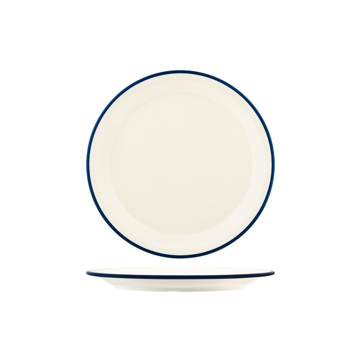 JAB Melamine Vintage Cream / Blue Rim Round Plate 265mm