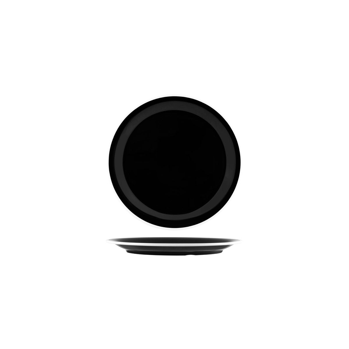 JAB Melamine Vintage Black / White Rim Round Plate 190mm