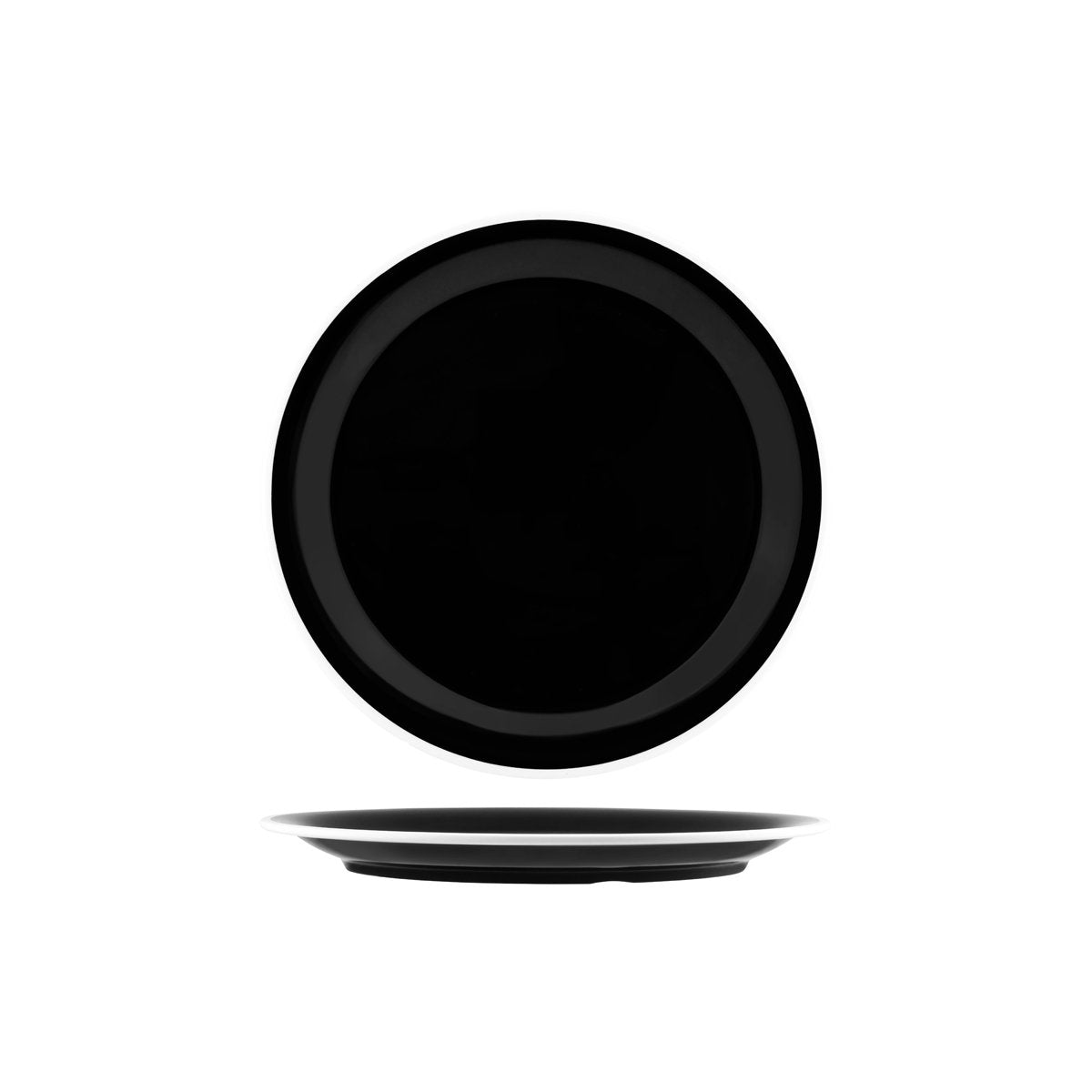 JAB Melamine Vintage Black / White Rim Round Plate 265mm