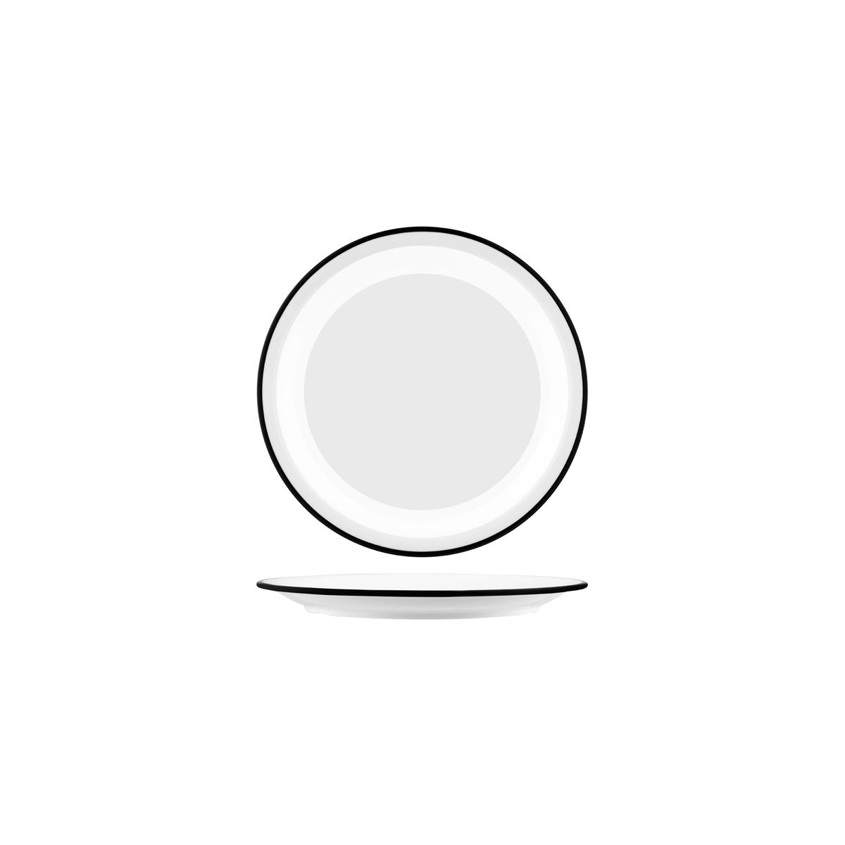 JAB Melamine Vintage White / Black Rim Round Plate 190mm