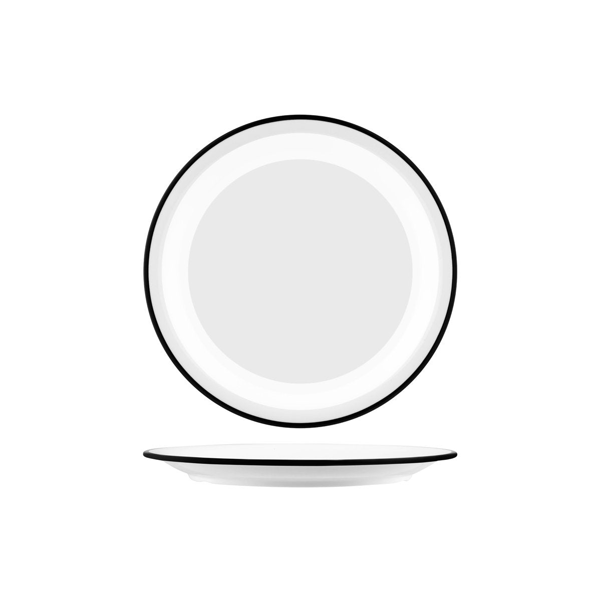 JAB Melamine Vintage White / Black Rim Round Plate 265mm
