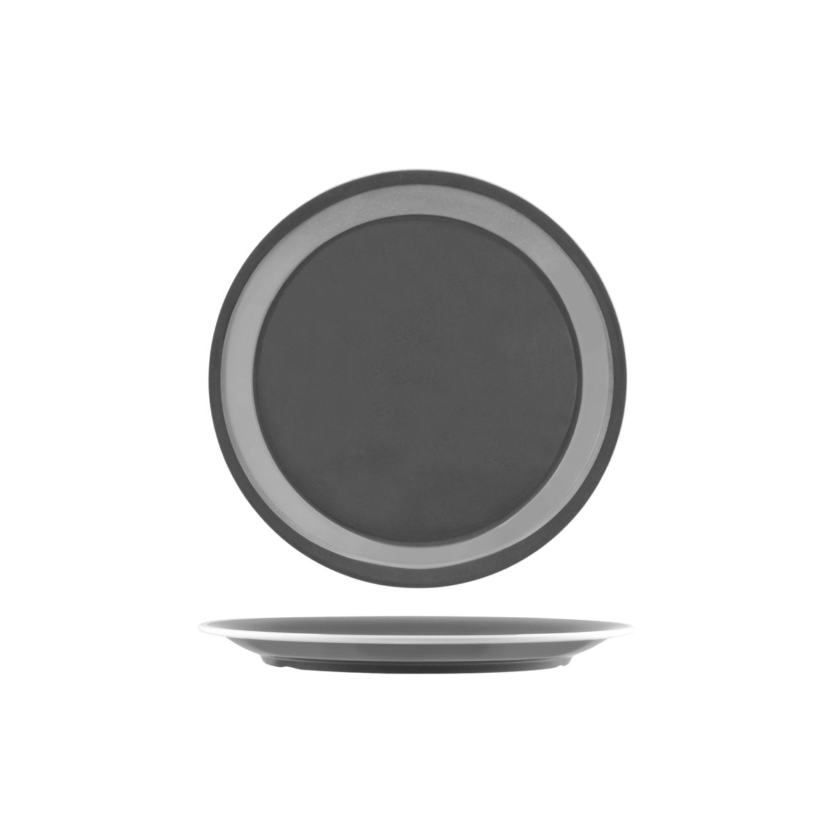 JAB Melamine Vintage Grey / White Rim Round Plate 265mm