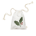 Fabelab Christmas - Gift Bag Holly embroidery Natural, 34 cm