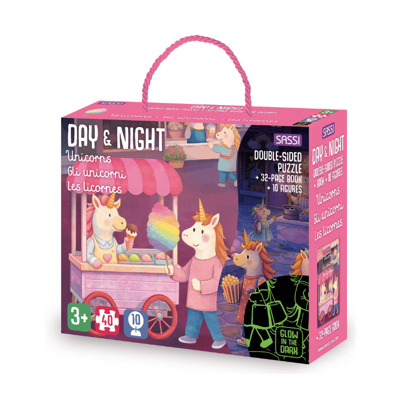 Sassi Day & Night Double-Sided Puzzle & Book Set - Unicorns