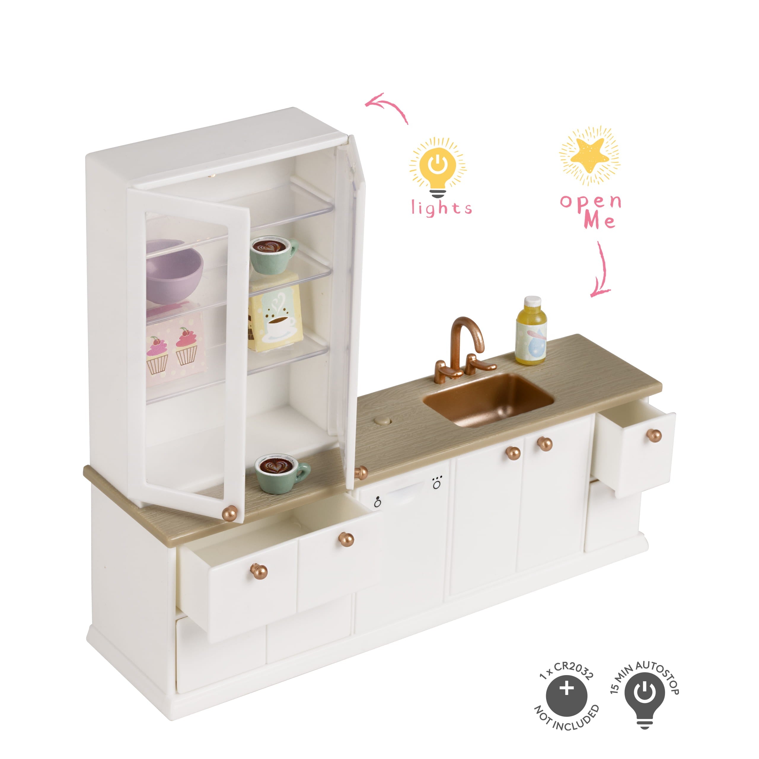 Lundby Doll House Furniture - Kitchen Basin with Display Cabinet image 2
