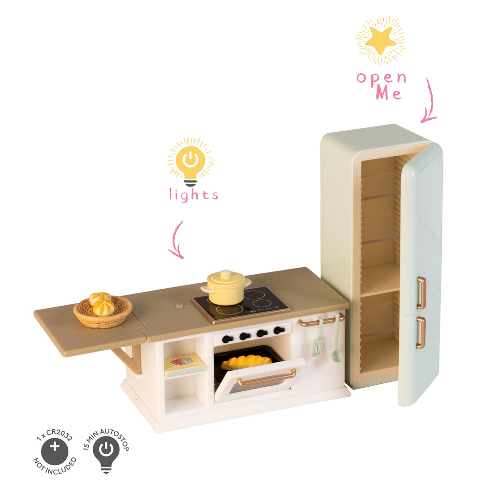 Lundby Doll House Furniture - Kitchen Fridge, Isl & with Oven & Stovetop image 4