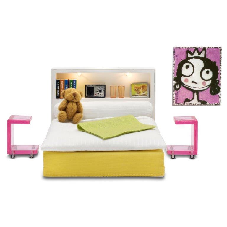 Lundby Doll House Furniture - Bedroom Set with lights