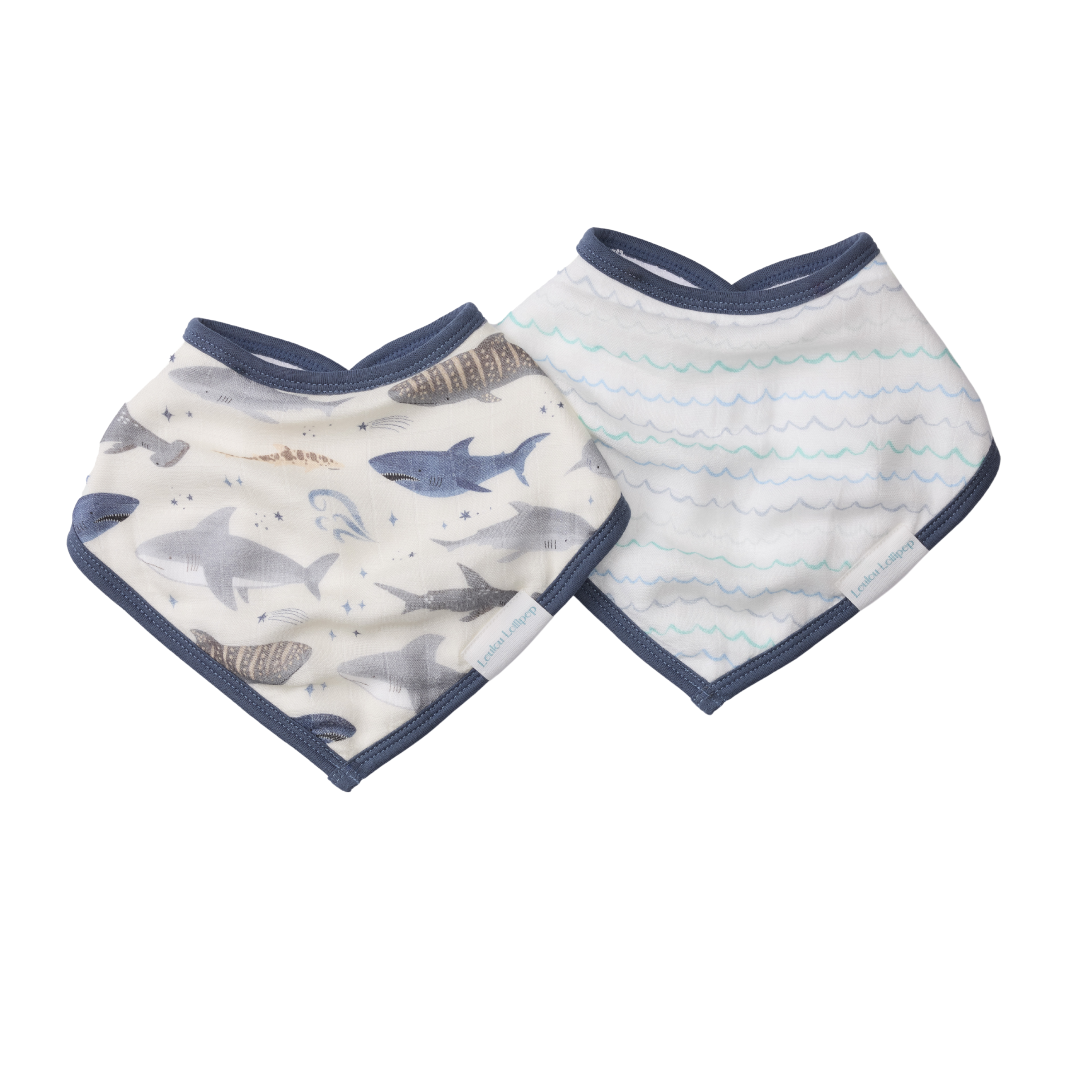 LouLou Lollipop Bandana Bib Set - 2 Pack - Sharks