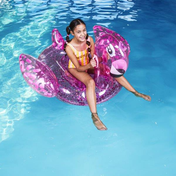 Swim Essentials Inflatable Ride On - Flamingo, Neon Pink, 150 cm image 3
