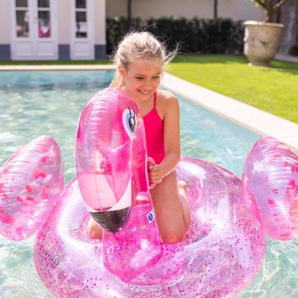 Swim Essentials Inflatable Ride On - Flamingo, Neon Pink, 150 cm image 2