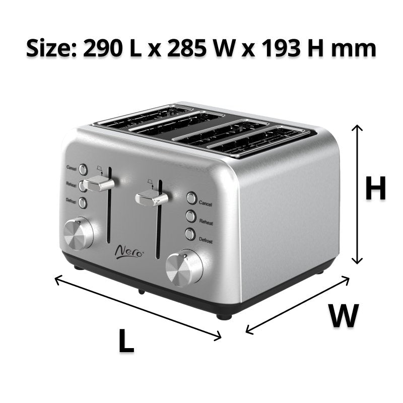 Nero Stainless Steel Classic 4 Slice Toaster