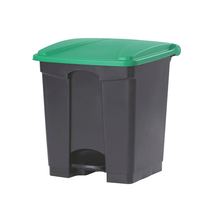 Compass 30L grey pedal bin with green lid