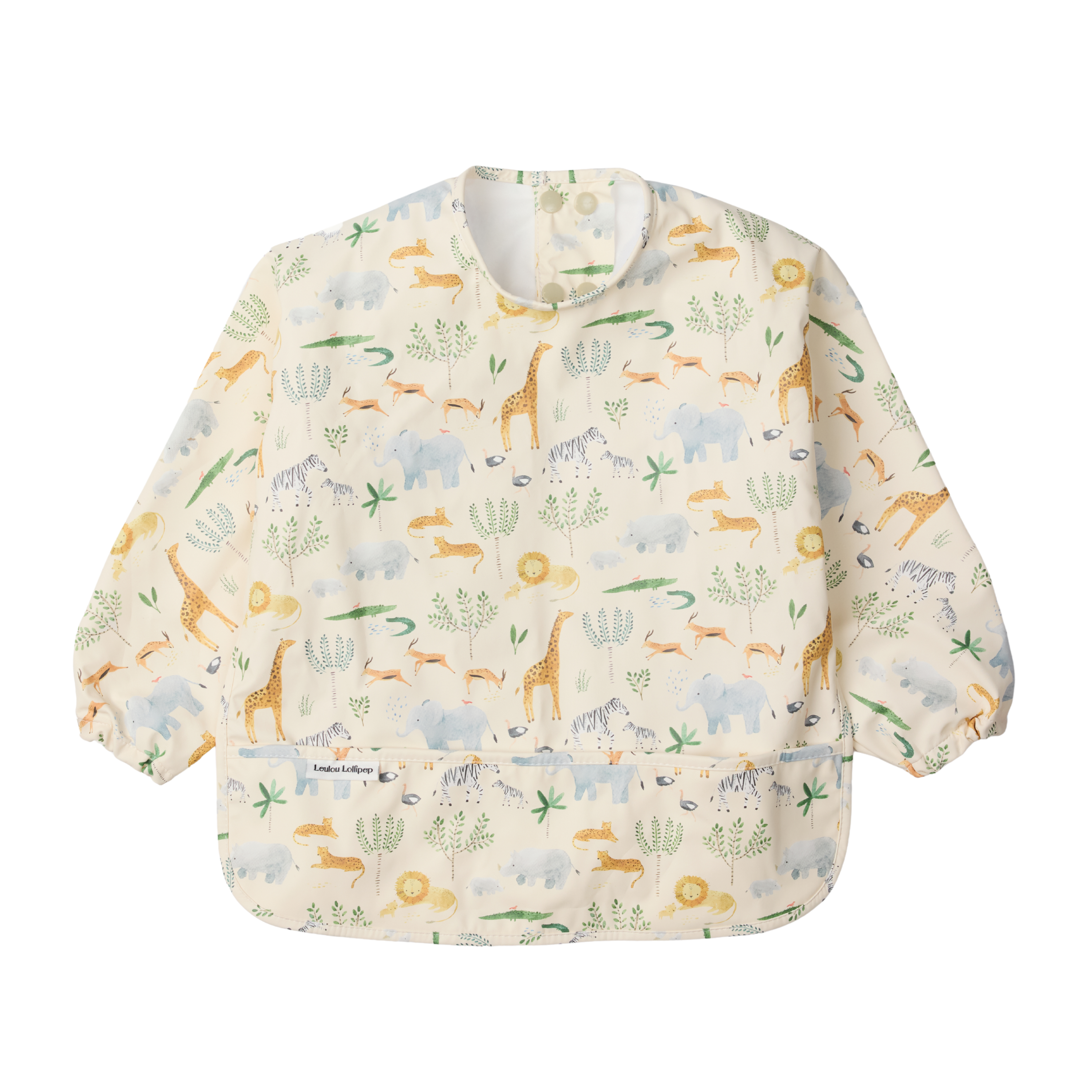 LouLou Lollipop Long Sleeve Bib - Safari Jungle
