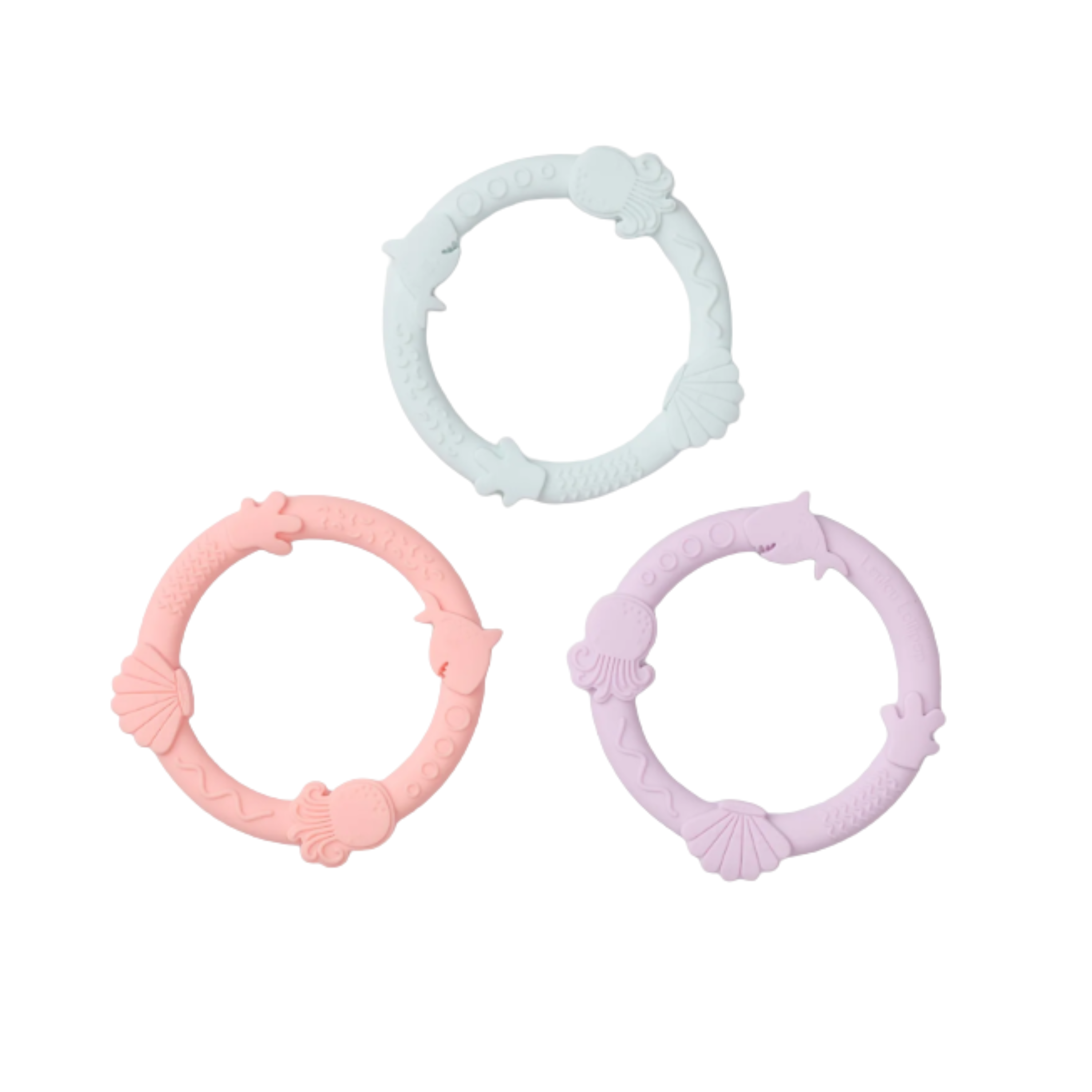 LouLou Lollipop Wild Teether Ring Set - Shell Pink