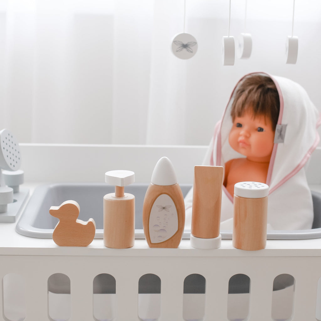 by Astrup Role Play Wooden Doll Care & Bathing Set, 7 pcs image 2
