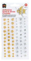 EC Adhesive Crystals Gold and Silver Pack of 60