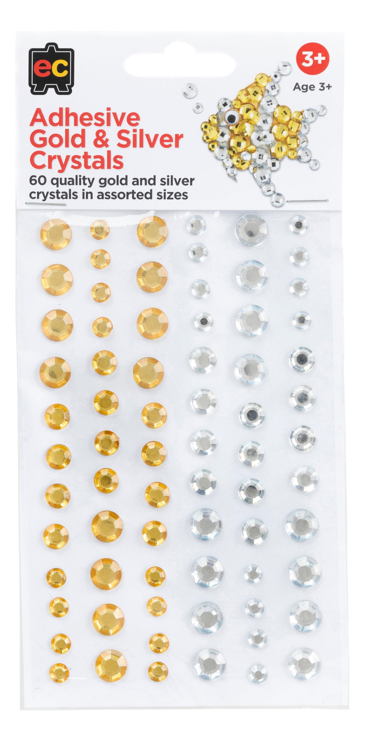 EC Adhesive Crystals Gold and Silver Pack of 60