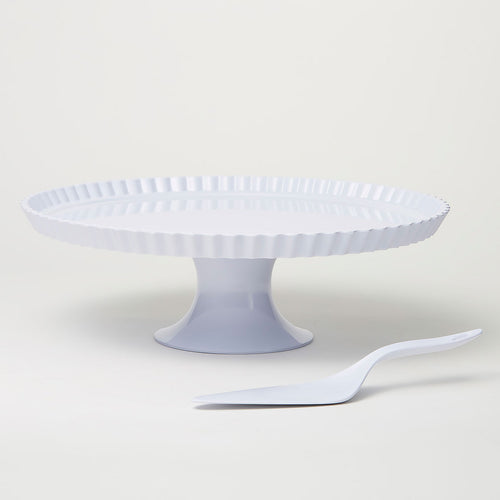 Barel Deluxe White Melamine Cake Stand & Knife