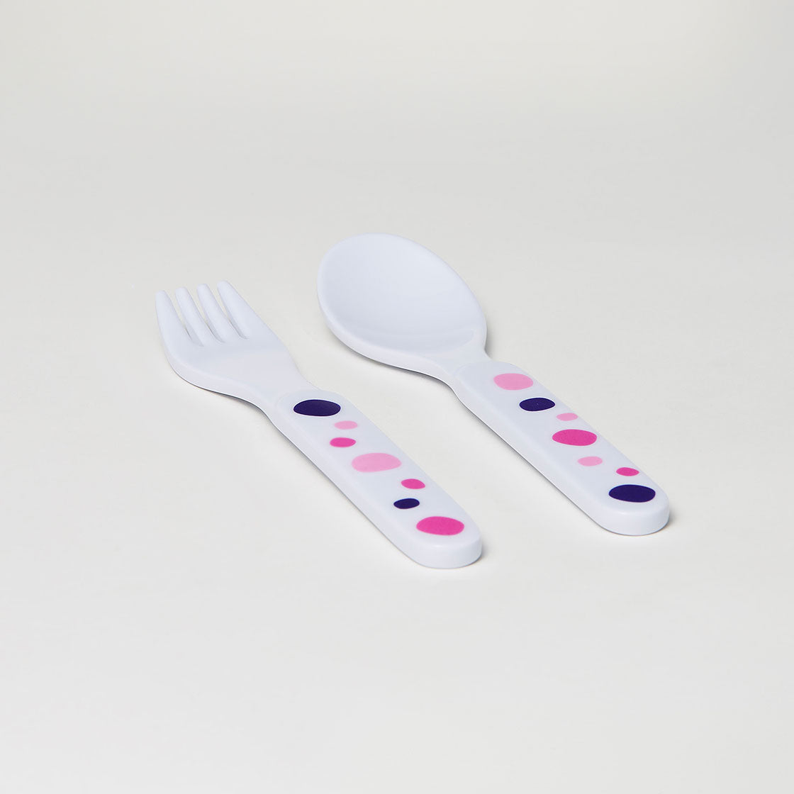 Baby Barel Pink Polka Dot Melamine Cutlery Set