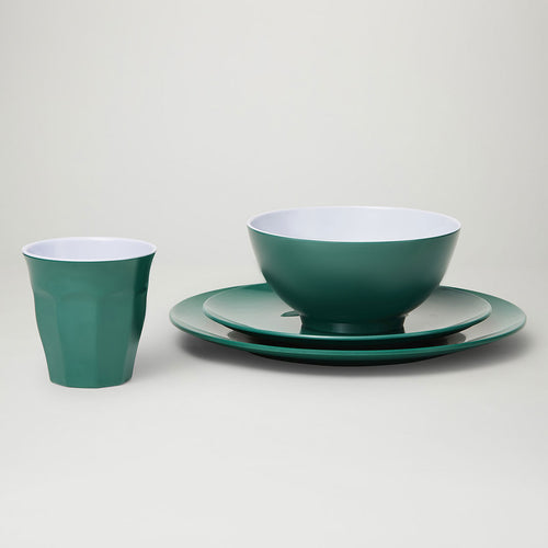 Barel Classic Royal Green Melamine Dinner Set (4 Piece)