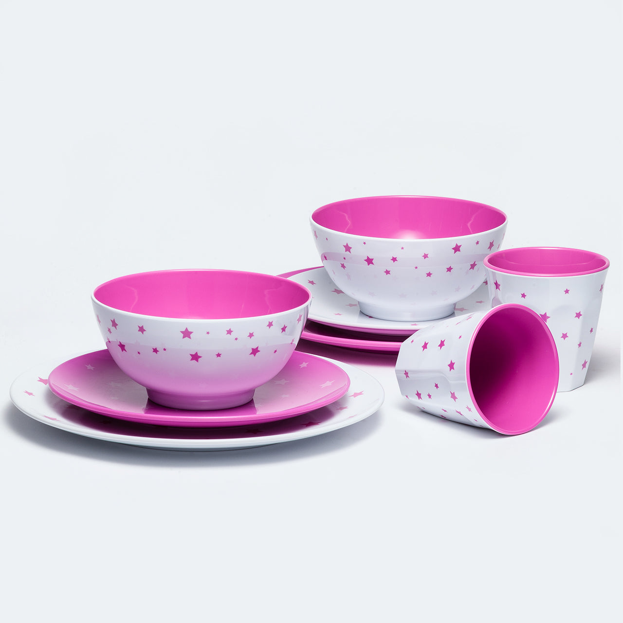 Barel Magenta Star Melamine Dinner Set (8 Piece)