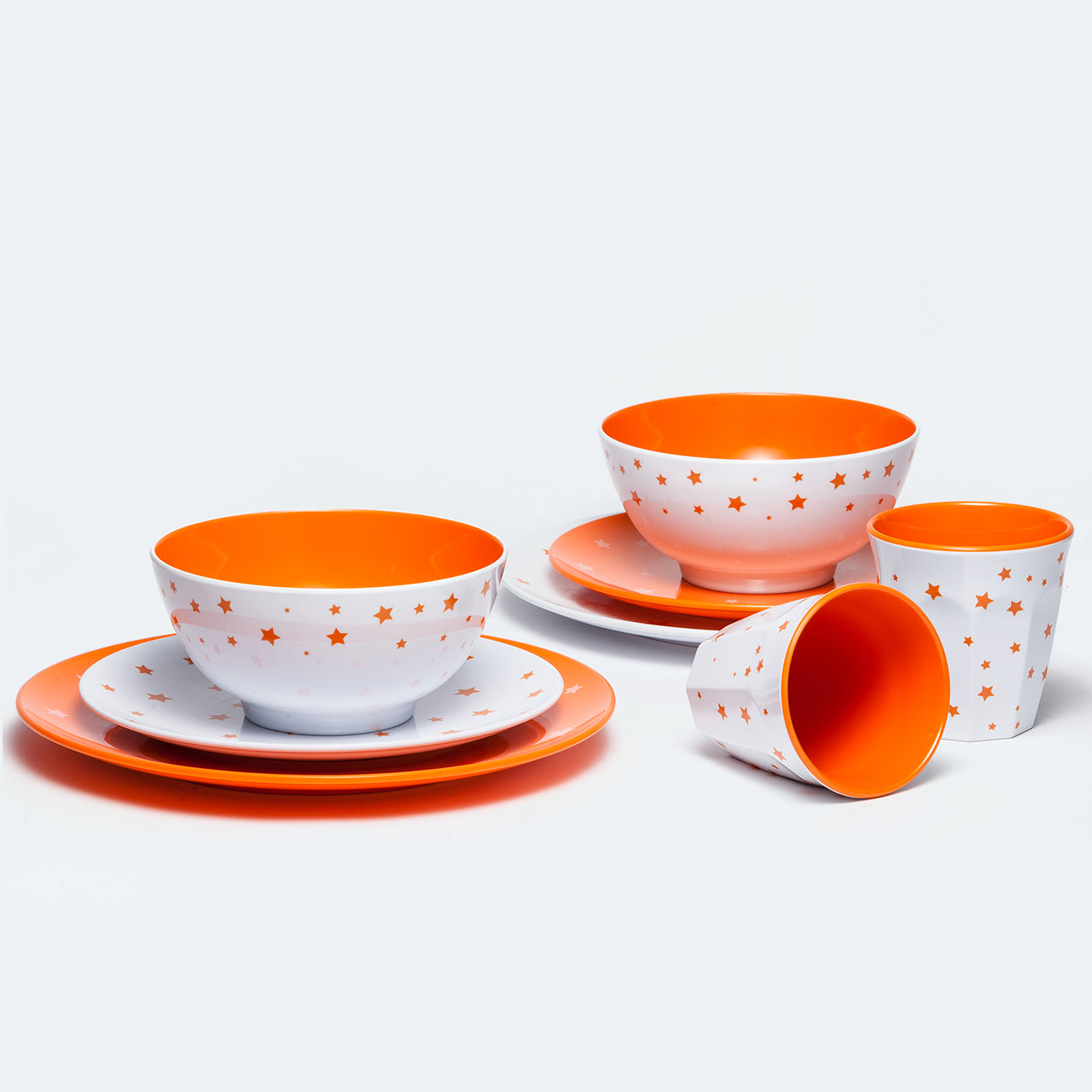 Barel Orange Star Melamine Dinner Set (8 Piece)