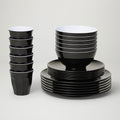 Barel Classic Black Melamine Dinner Set (24 Piece)