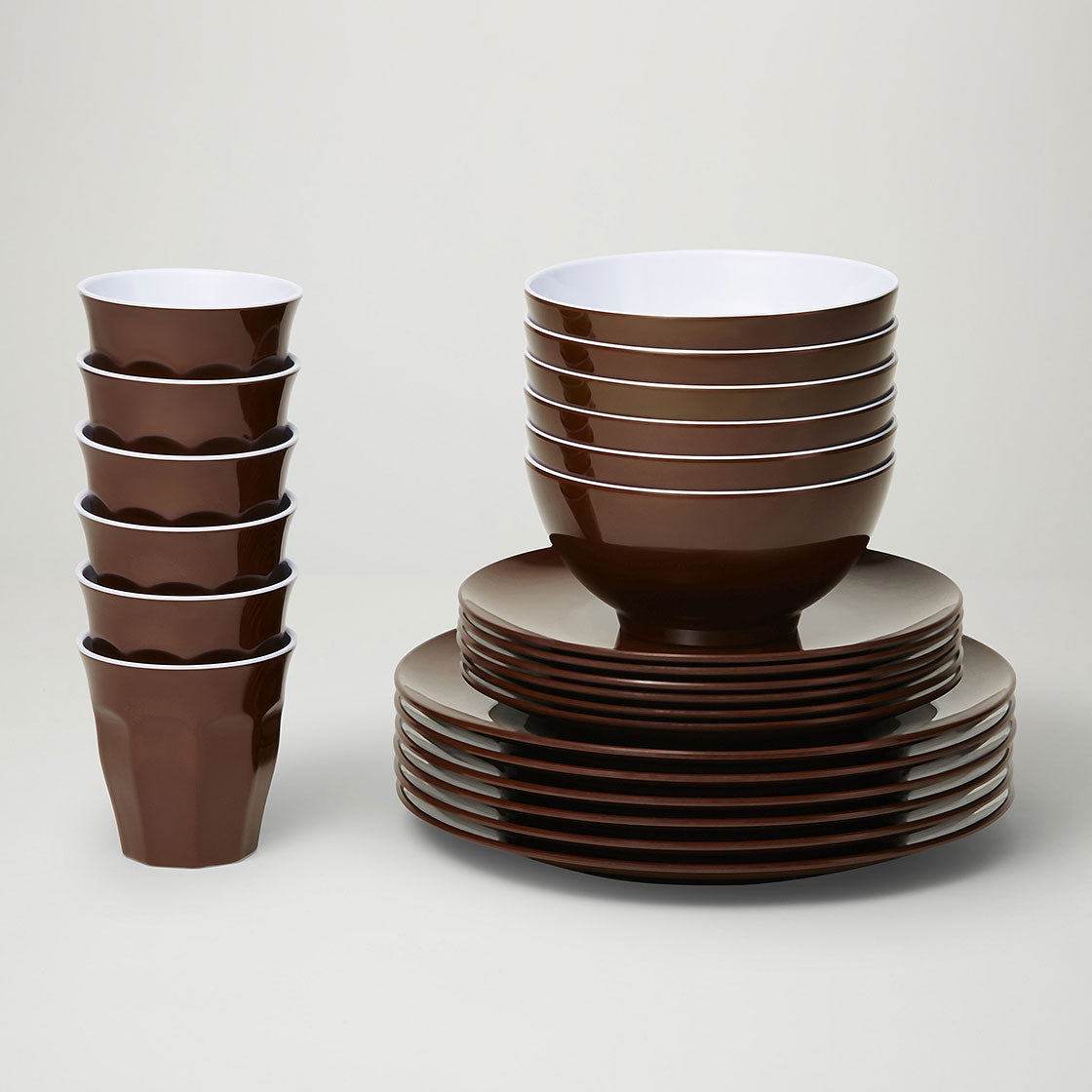 Barel Classic Brown Melamine Dinner Set (24 Piece)