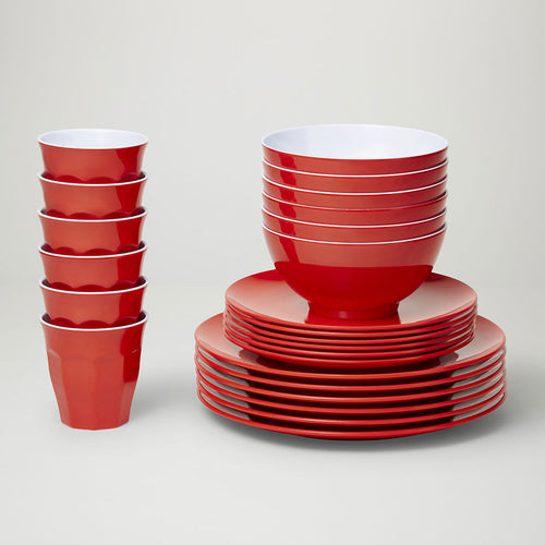 Barel Classic Red Melamine Dinner Set (48 Piece)