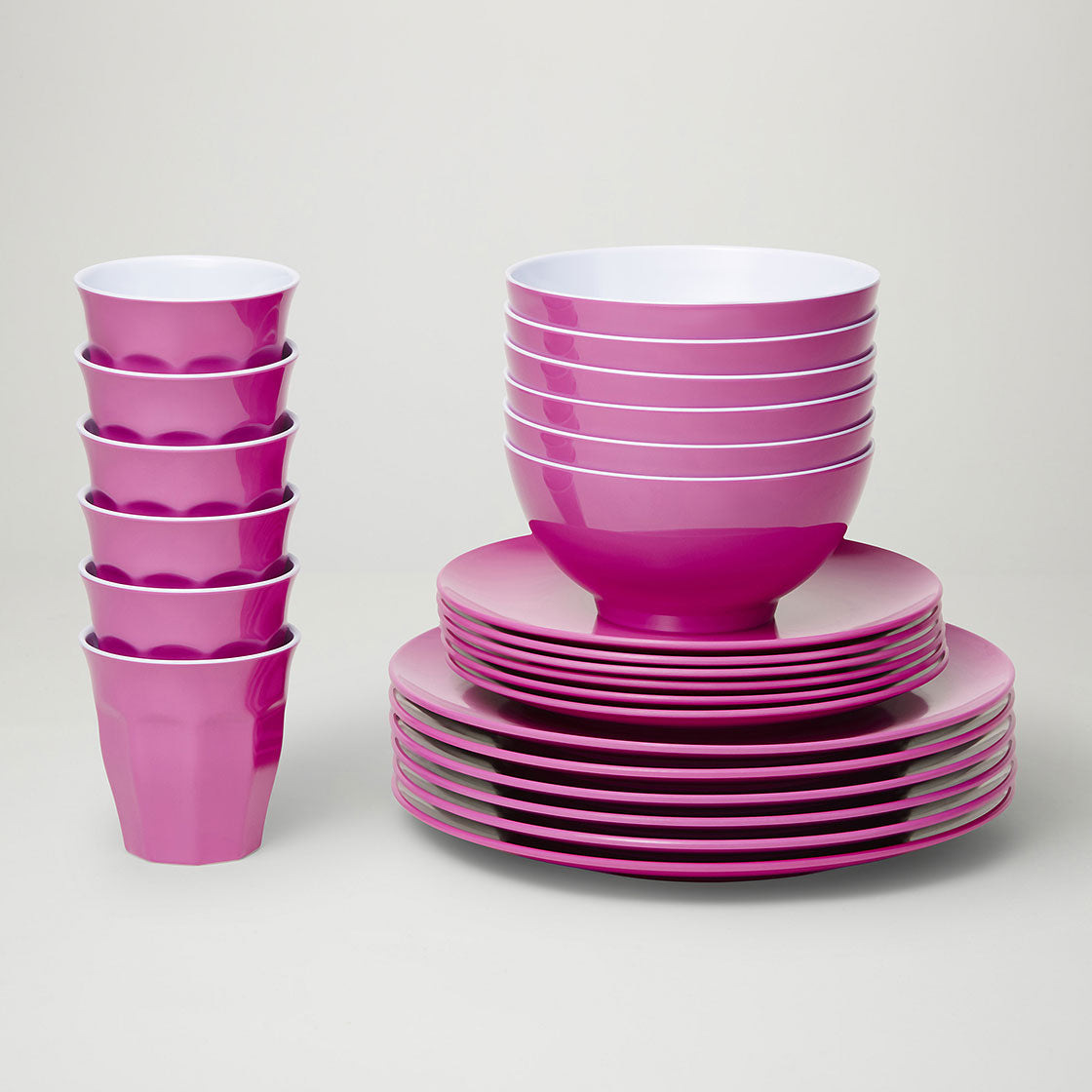 Barel Classic Magenta Melamine Dinner Set (24 Piece)