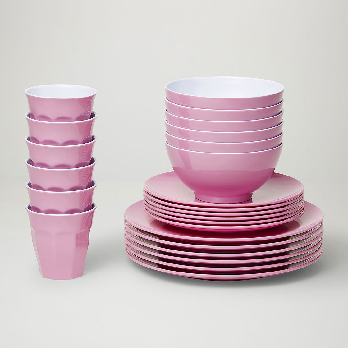 Barel Classic Pink Melamine Dinner Set (24 Piece)