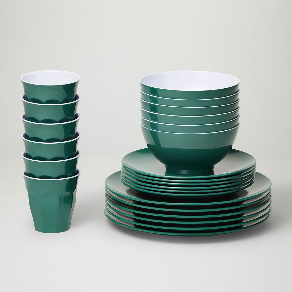 Barel Classic Royal Green Melamine Dinner Set (24 Piece)