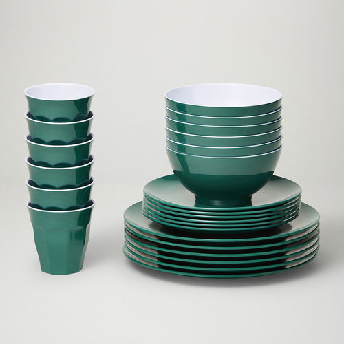 Barel Classic Royal Green Melamine Dinner Set (48 Piece)
