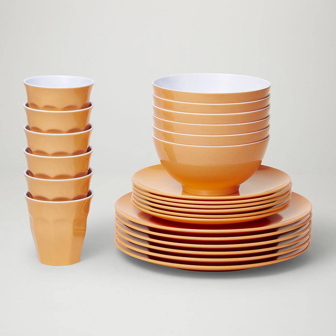 Barel Classic Apricot Melamine Dinner Set (24 Piece)