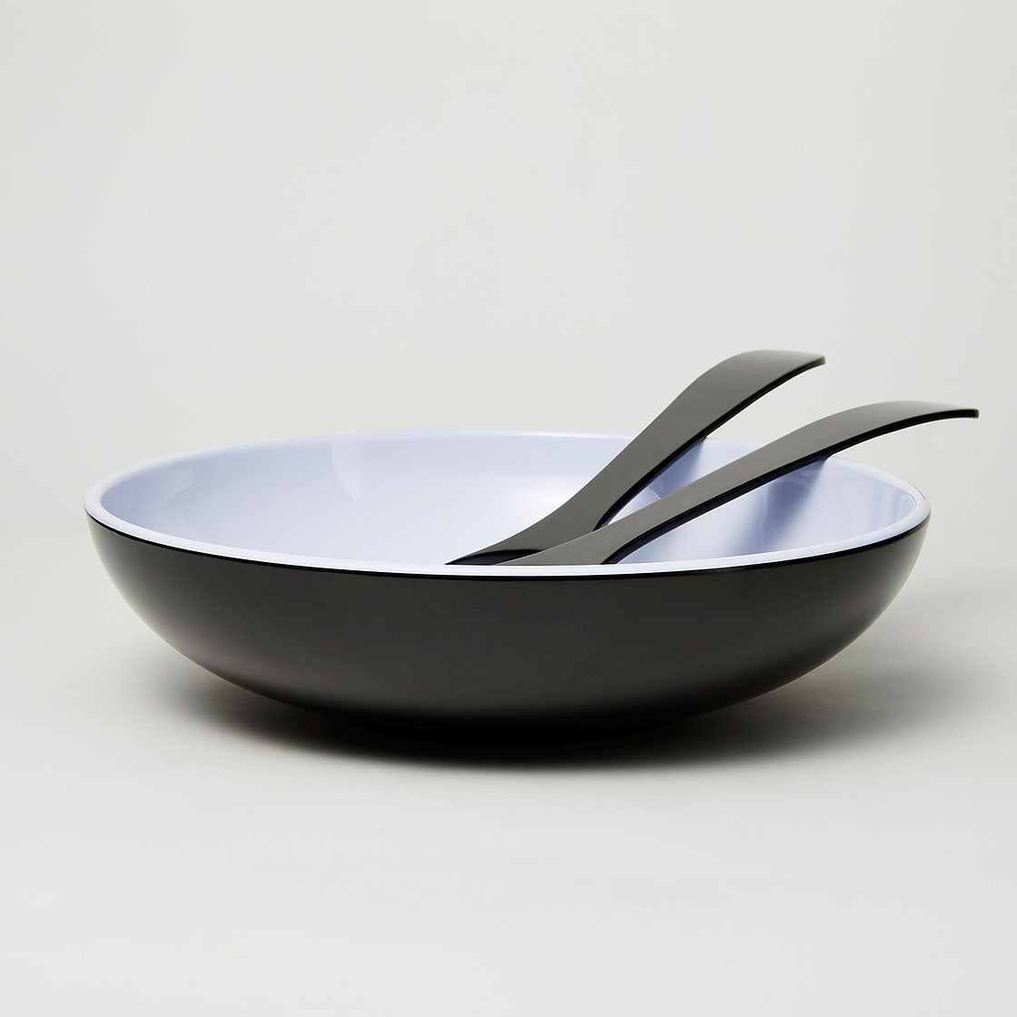 Barel Deluxe Black Melamine Salad Bowl with FREE Matching Servers