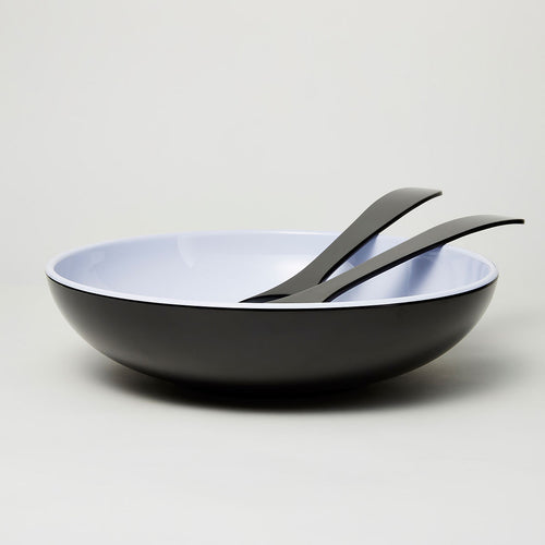 Barel Deluxe Black Melamine Salad Bowl with FREE Matching Servers