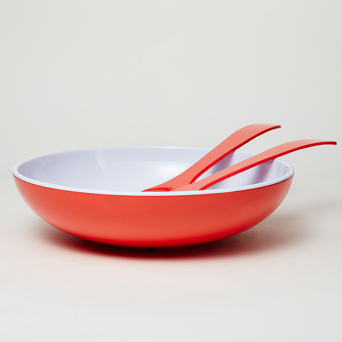 Barel Deluxe Red Melamine Salad Bowl with FREE Matching Servers