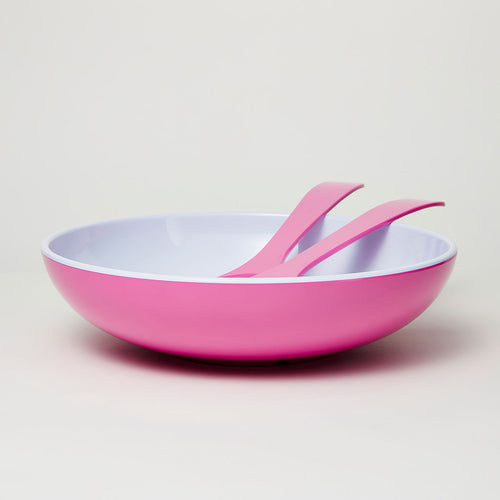 Barel Deluxe Magenta Melamine Salad Bowl with FREE Matching Servers